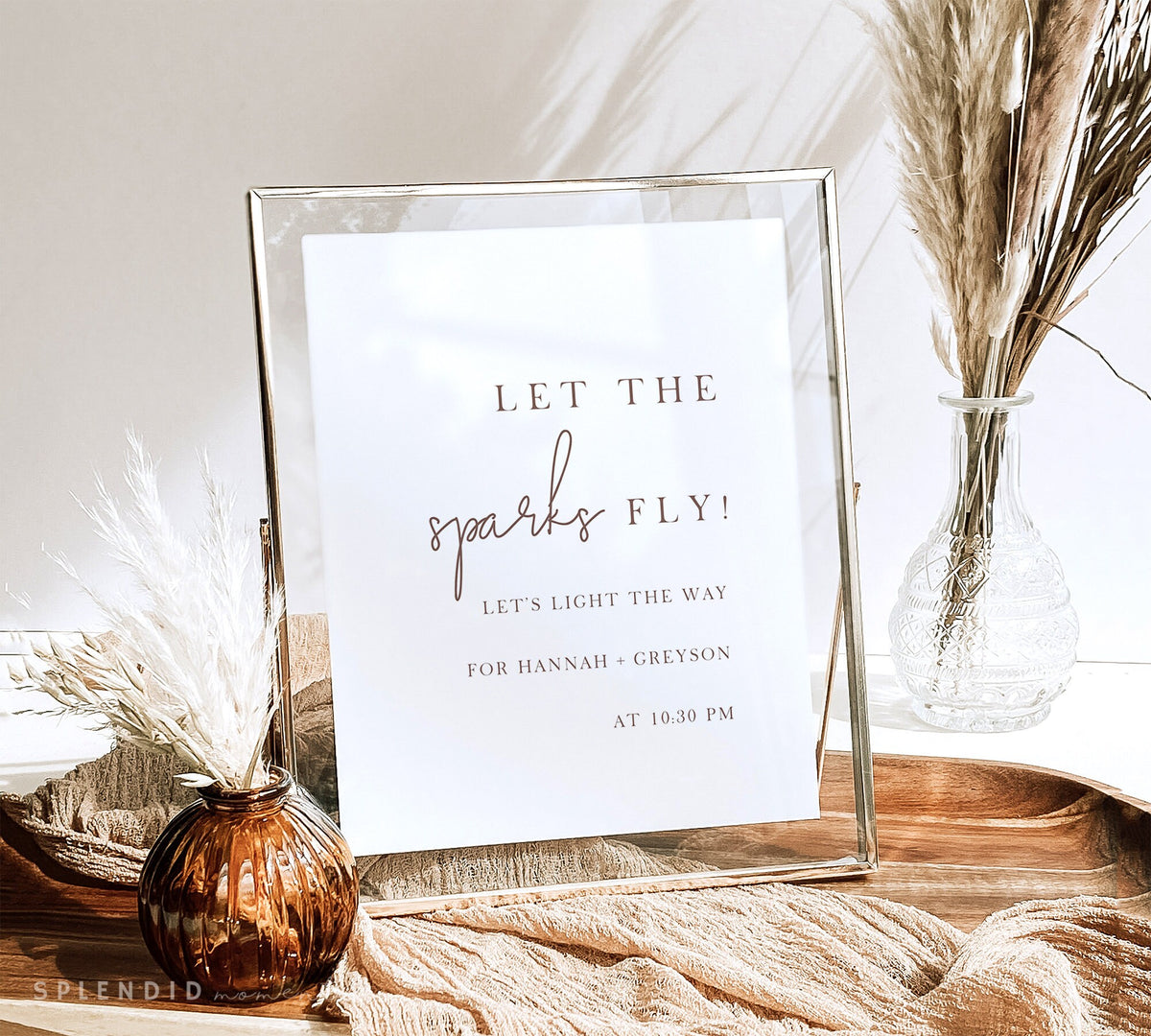 Splendid Sign Printable Bohemian Wedding Sparkler Send Off Sign Template, Rustic Boh ...