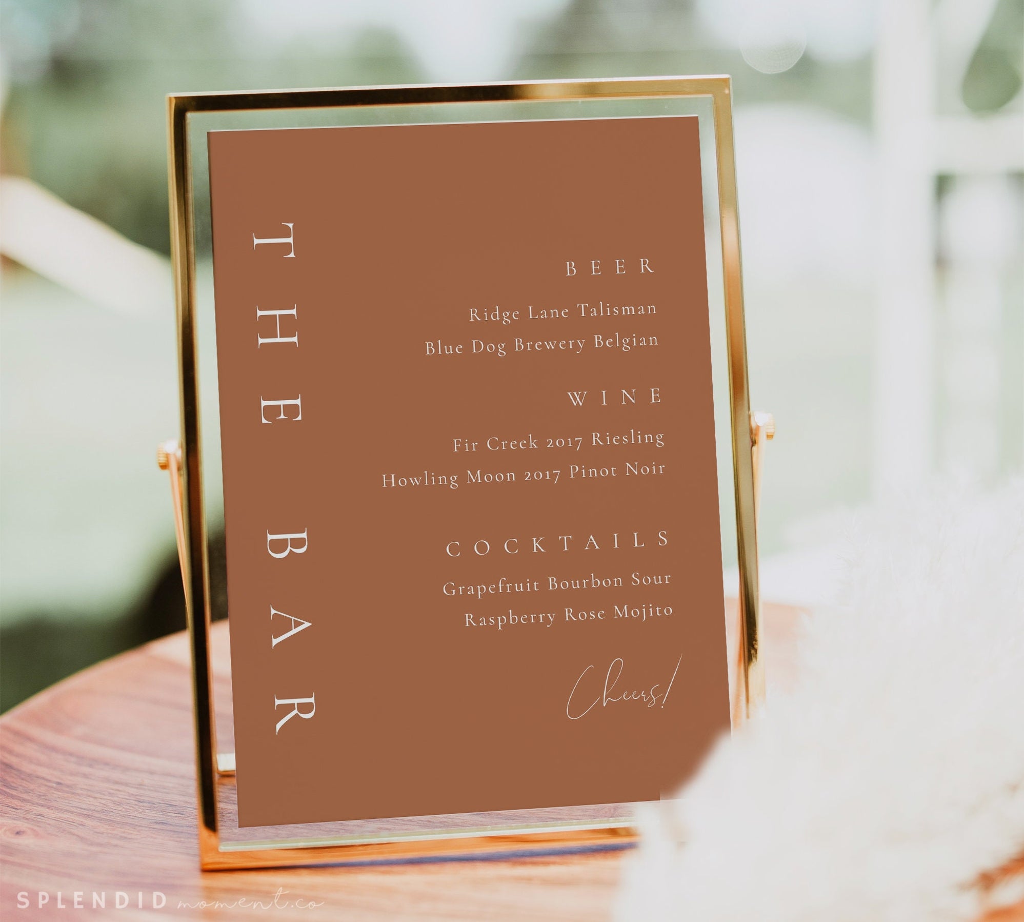 Minimal Wedding Bar Menu Sign Template, Terracotta Wedding Bar Sign Te ...