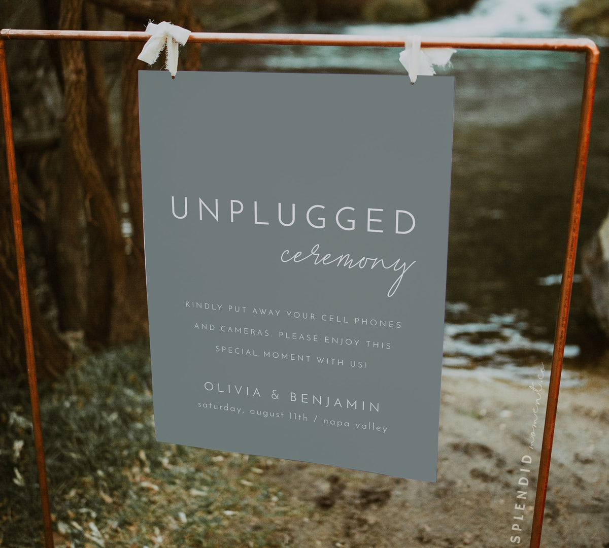 Splendid Sign Unplugged Ceremony Sign Template, Green Unplugged Wedding Sign, Sage G ...