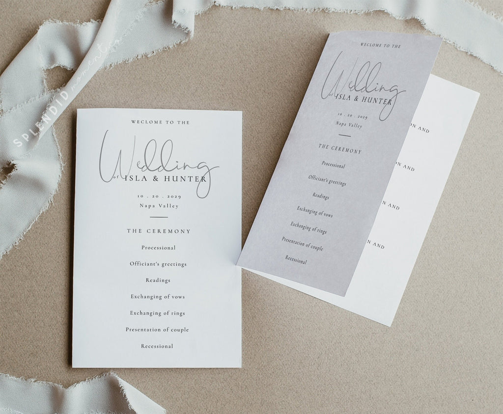 Folded Event Program Folded wedding program template | Beachweddingtips.com