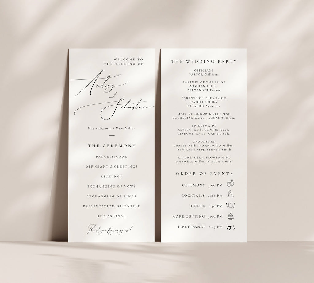 Wedding Time Program Wedding Timeline Program Template, Editable Ceremony Program, Order of ...